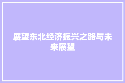 展望东北经济振兴之路与未来展望 展望东北经济振兴之路与未来展望
