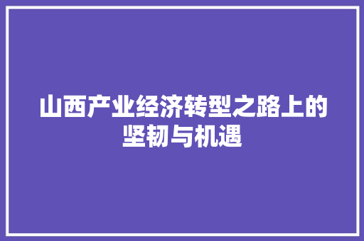 山西产业经济转型之路上的坚韧与机遇 山西产业经济转型之路上的坚韧与机遇