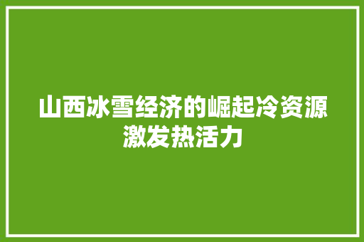 山西冰雪经济的崛起冷资源激发热活力 山西冰雪经济的崛起冷资源激发热活力