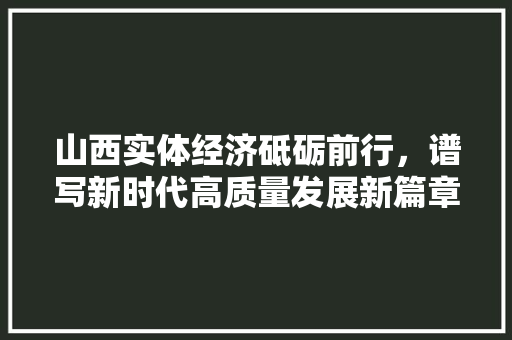 山西实体经济砥砺前行,谱写新时代高质量发展新篇章 山西实体经济砥砺前行,谱写新时代高质量发展新篇章