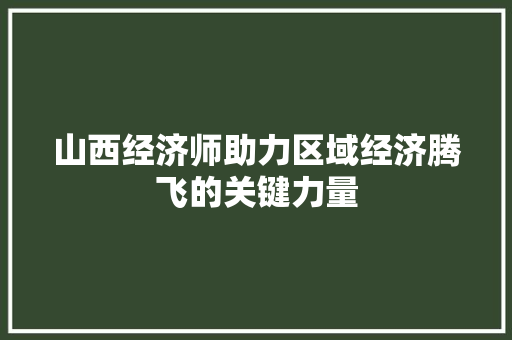 山西经济师助力区域经济腾飞的关键力量 山西经济师助力区域经济腾飞的关键力量