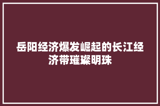 岳阳经济爆发崛起的长江经济带璀璨明珠 岳阳经济爆发崛起的长江经济带璀璨明珠