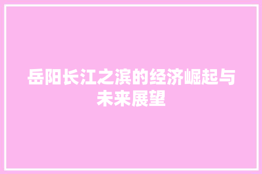 岳阳长江之滨的经济崛起与未来展望 岳阳长江之滨的经济崛起与未来展望