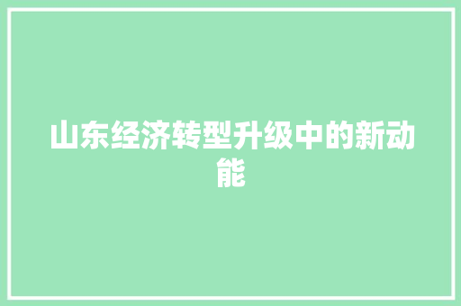 山东经济转型升级中的新动能 山东经济转型升级中的新动能