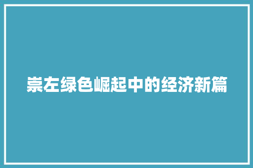 崇左绿色崛起中的经济新篇 崇左绿色崛起中的经济新篇